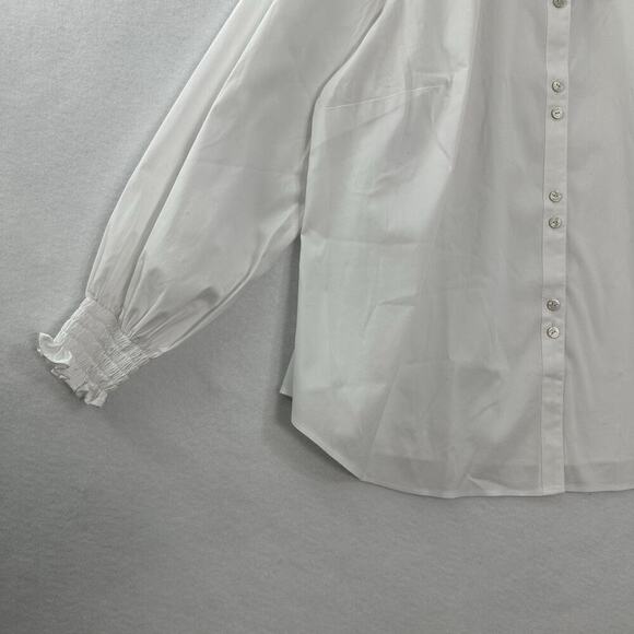 New Foxcroft Button Front Non Iron Shirt Womens 1X White Capsule Office Career - Picture 3 of 13